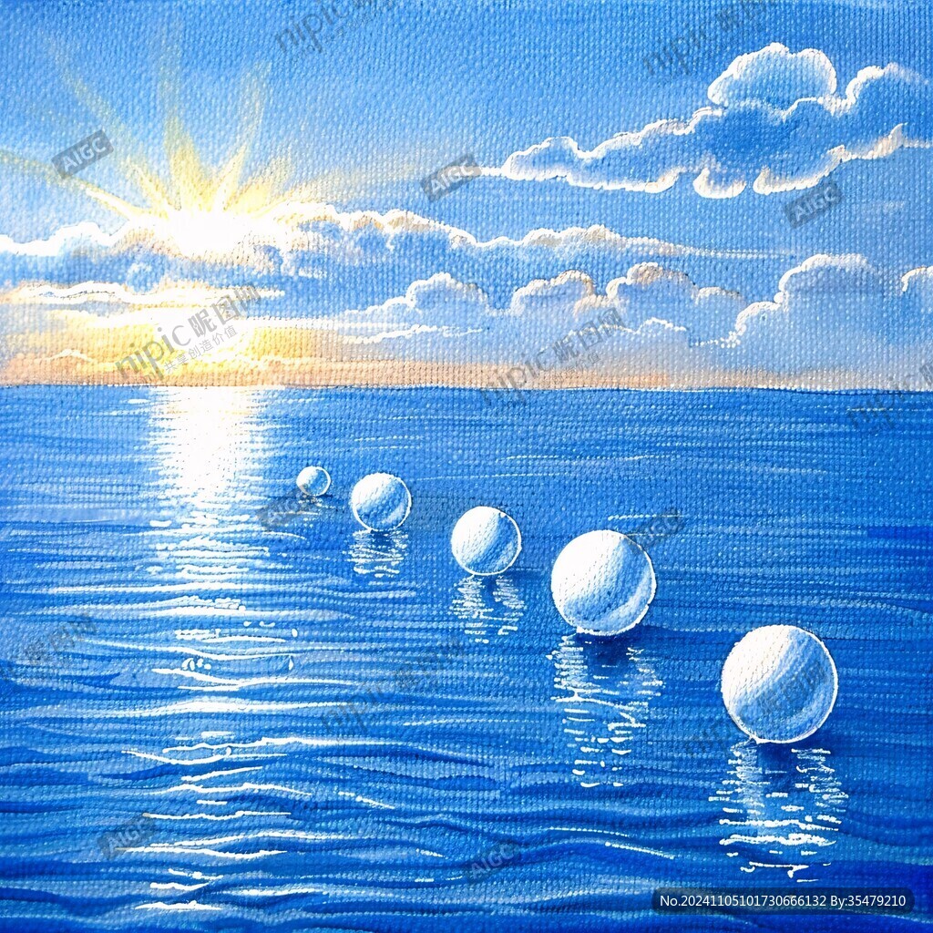 玻璃珠球海洋抽象畫