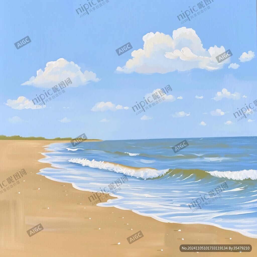 插畫海邊