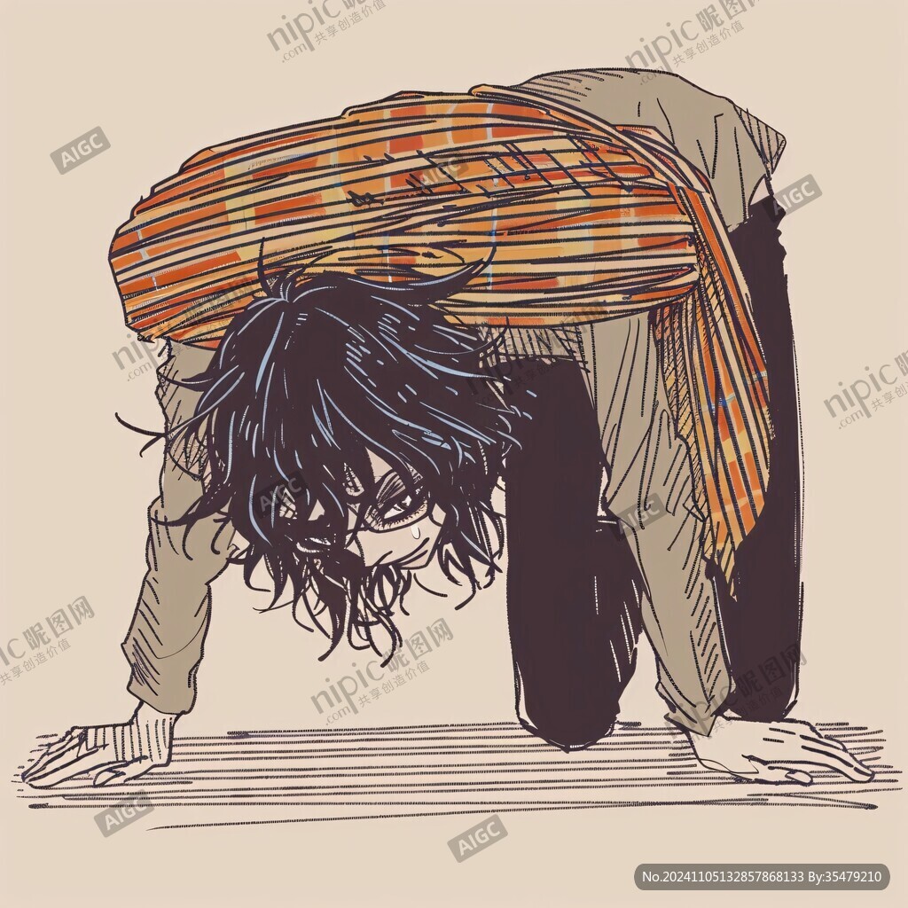 線稿蹲著的人