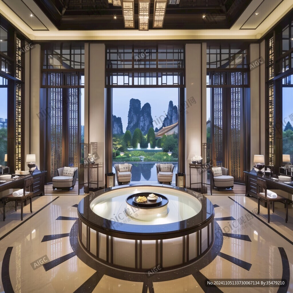 迎客松酒店客廳背景