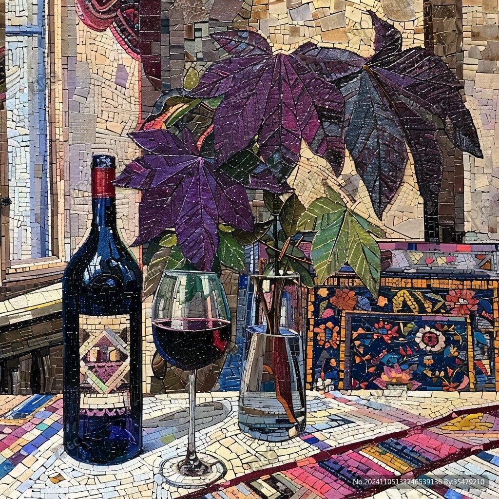 戶外紅酒裝飾畫