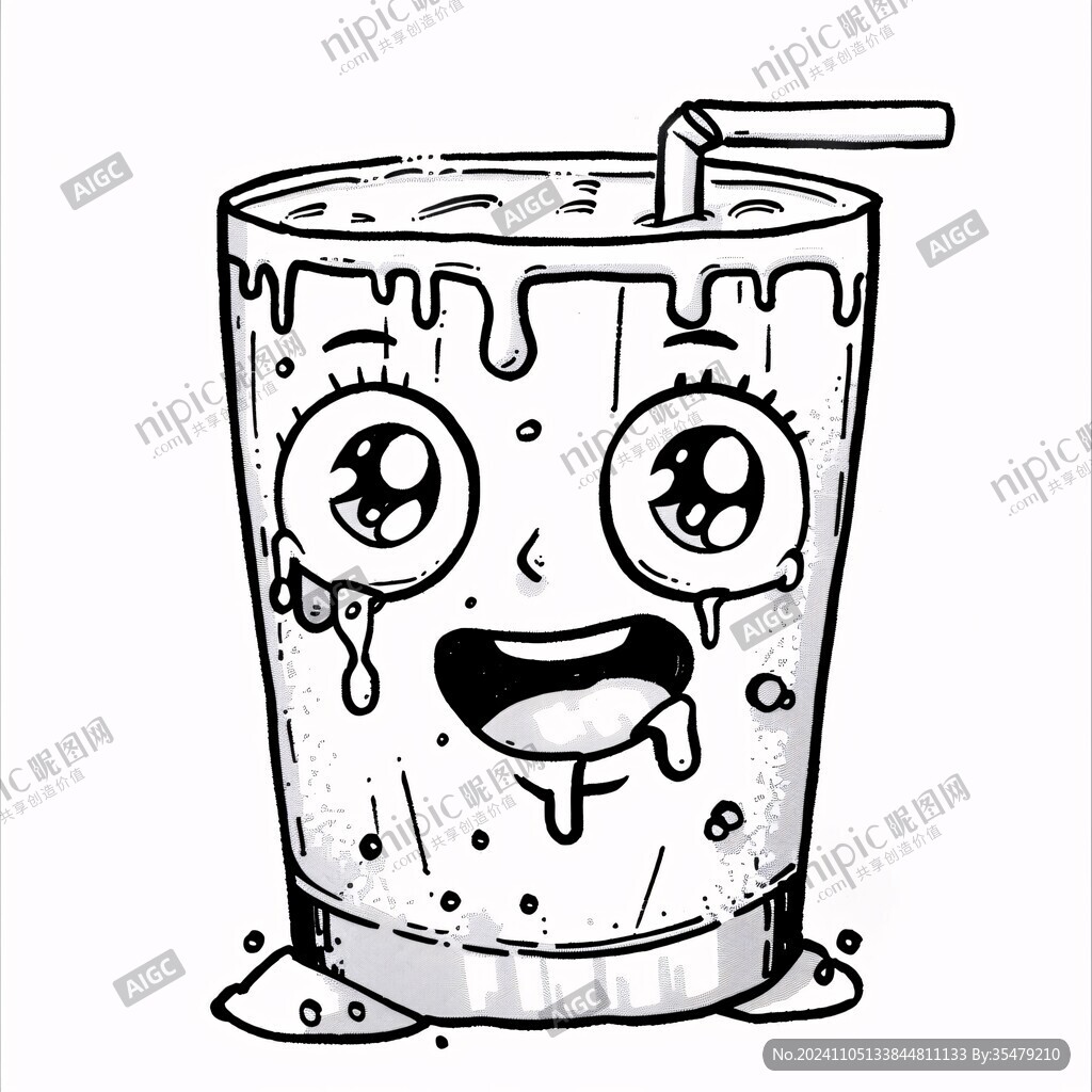 卡通喝飲料