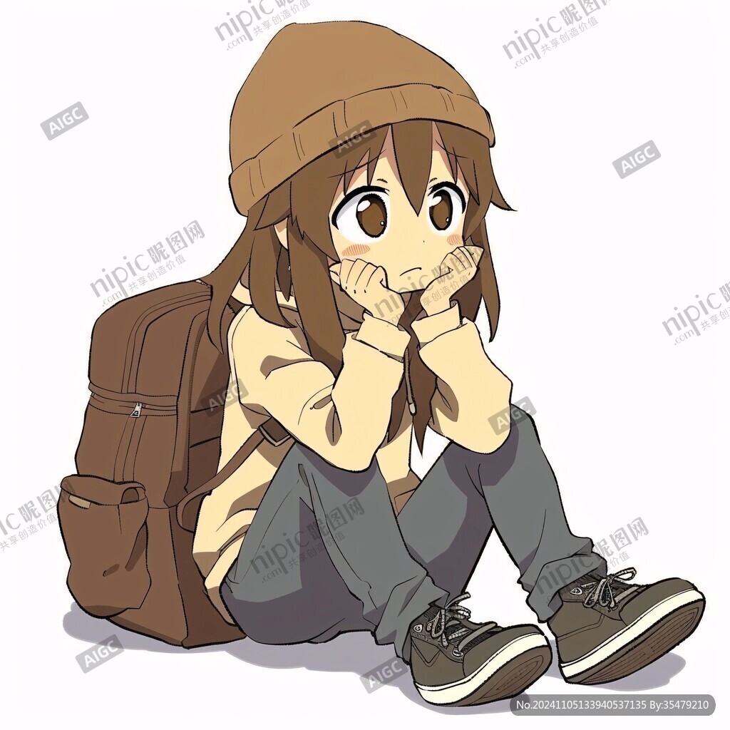蹲在地上的女孩