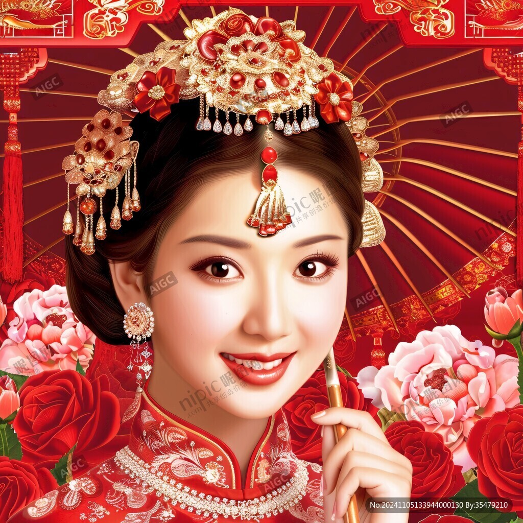 手繪美女拜年