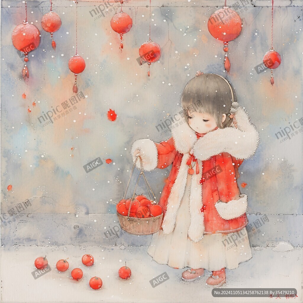 雪中紅衣女孩