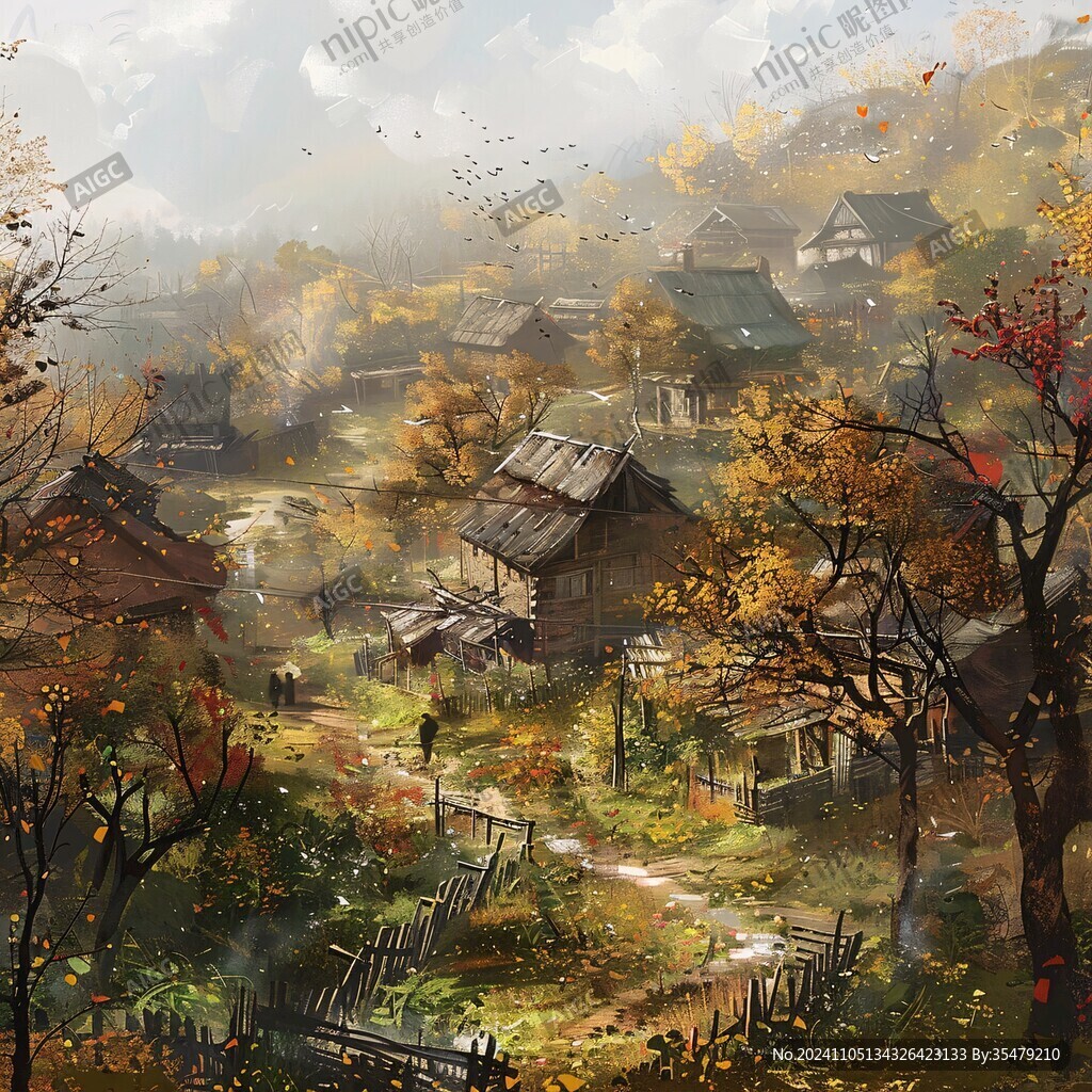 古風(fēng)秋天景色插畫(huà)