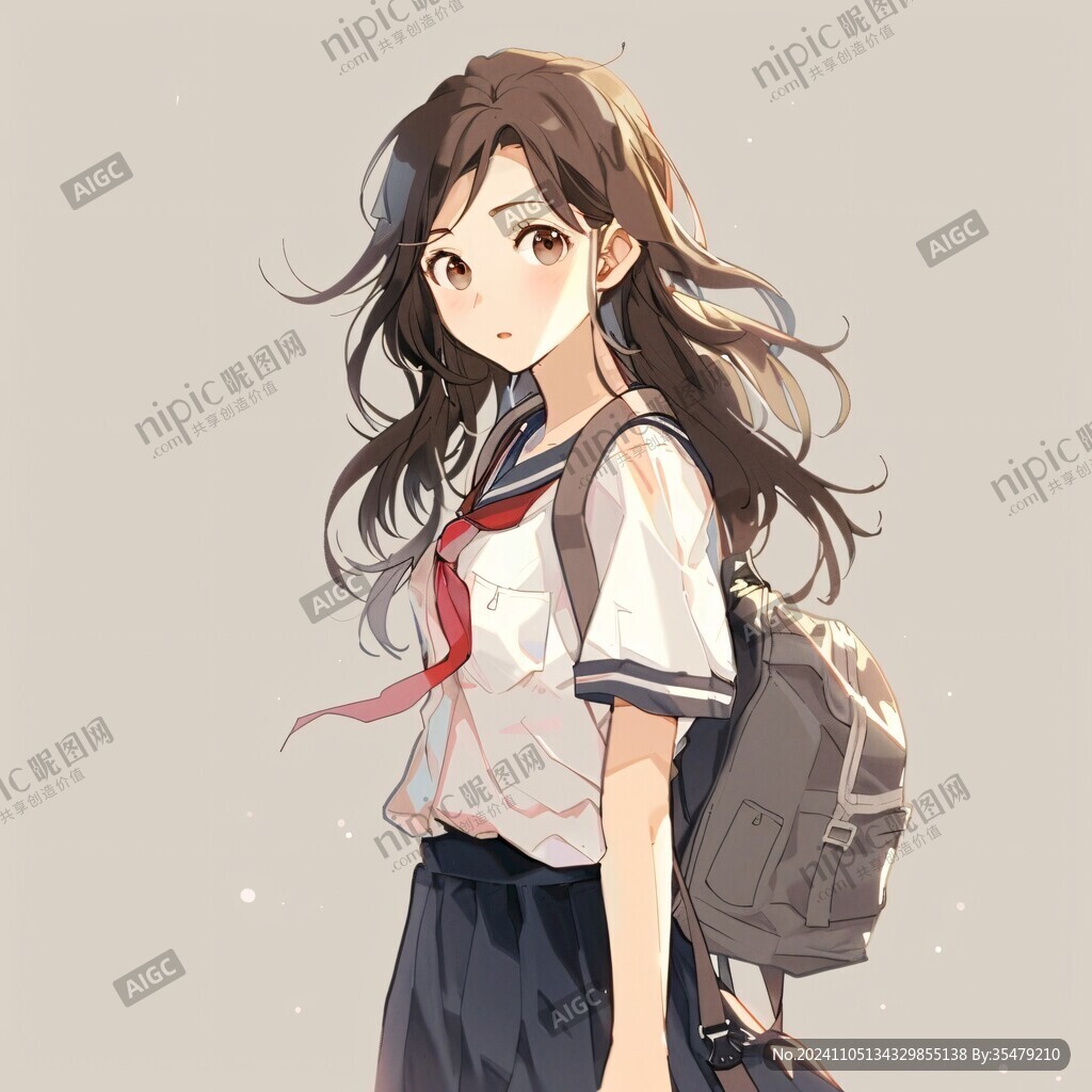 女學生唯美插畫