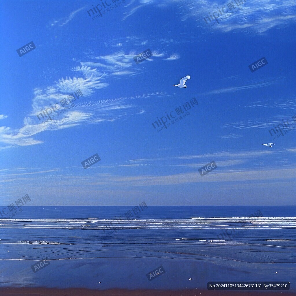 大海灘拾貝藍(lán)天白云
