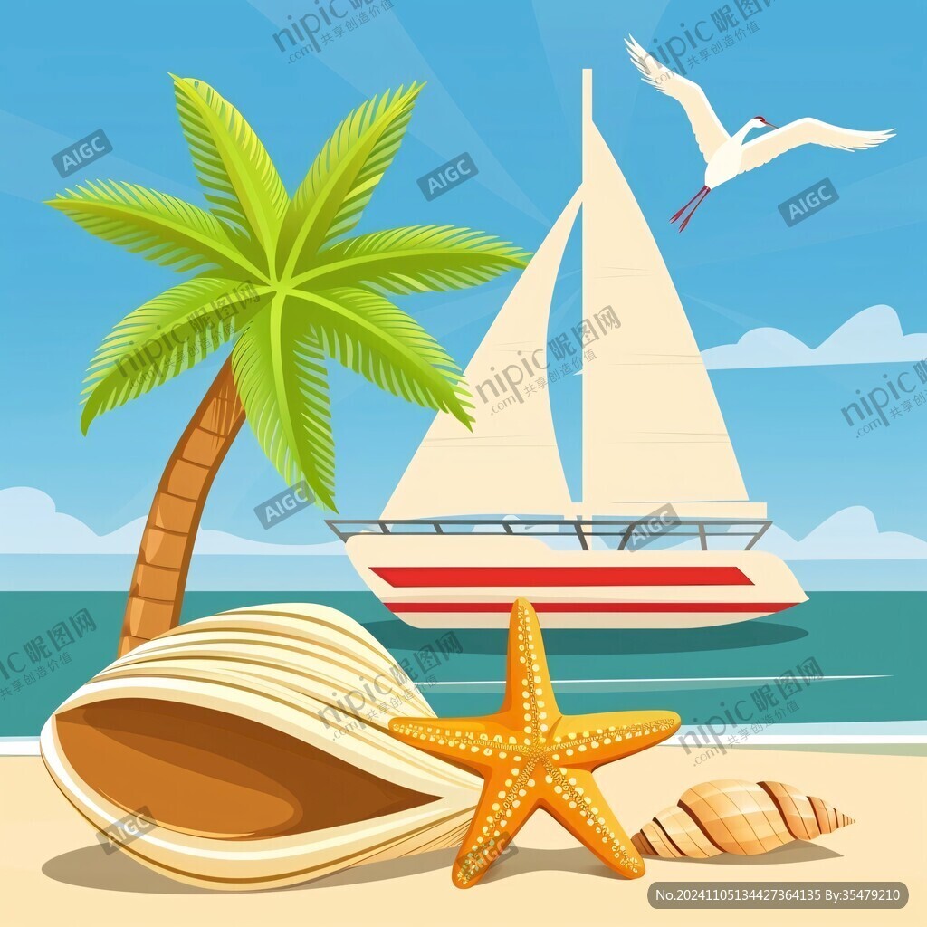 海灘風景海邊船舶