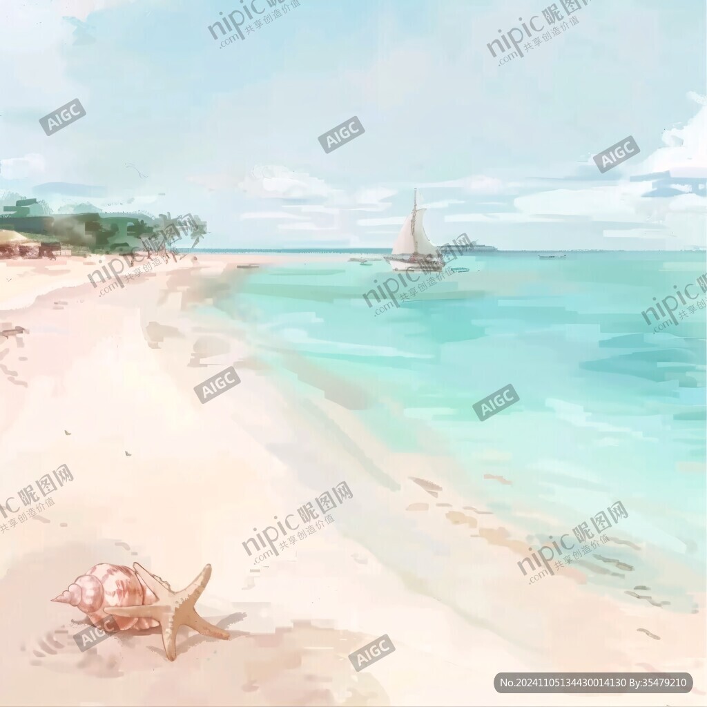 插畫海邊