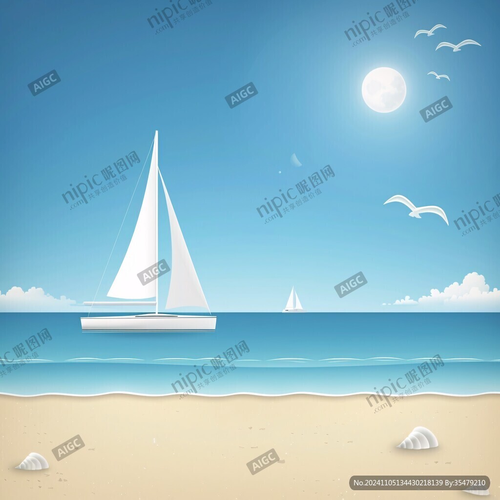 海灘大海帆船