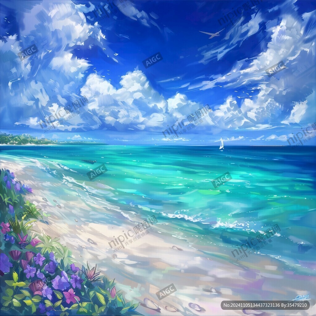 海灘風景畫