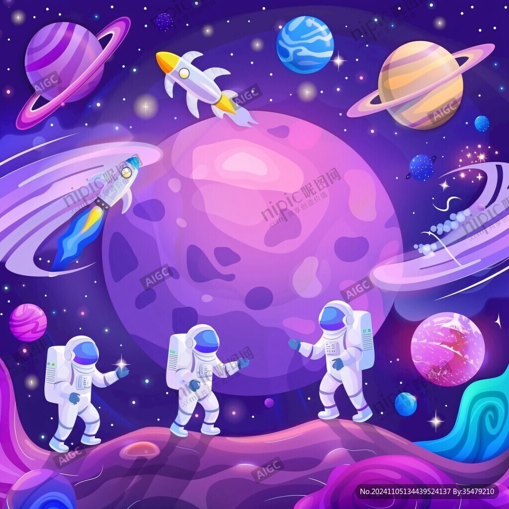 探索宇宙卡通圖案