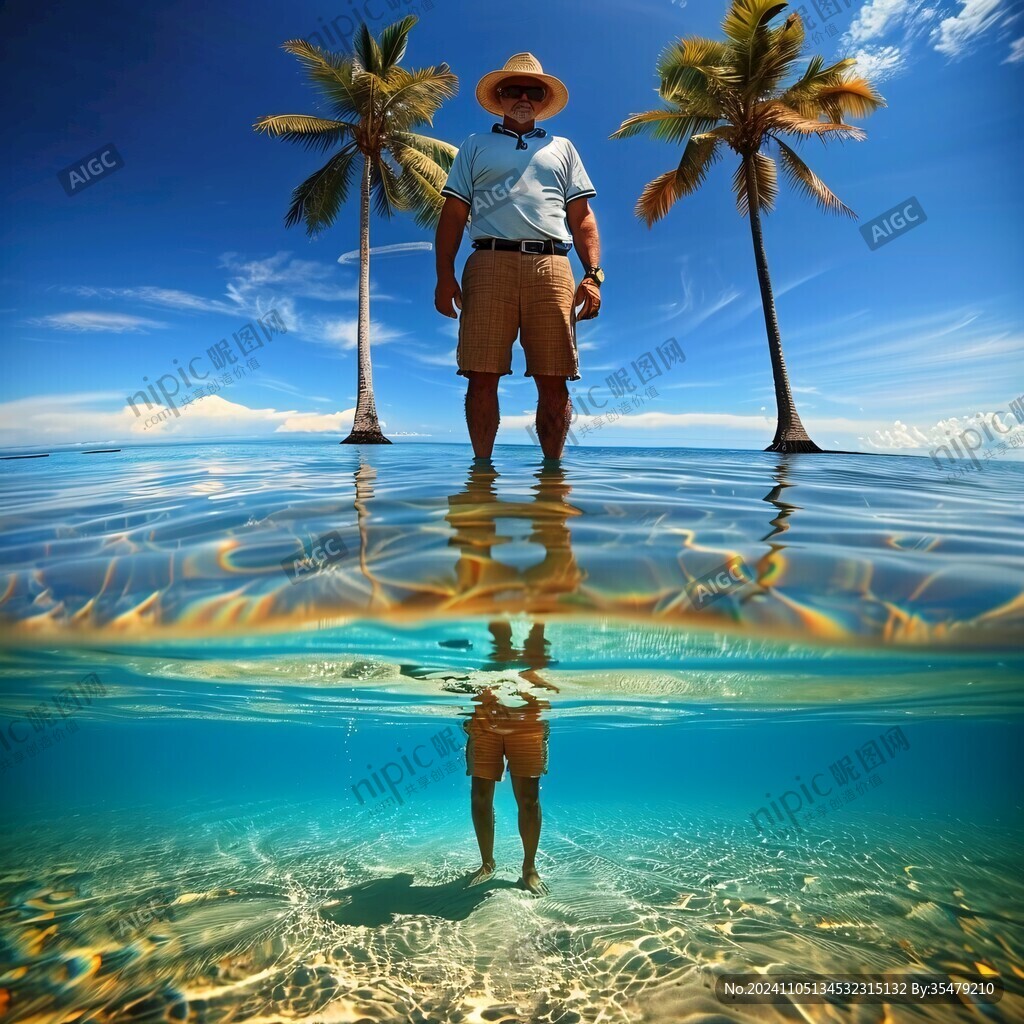人在水中的倒影