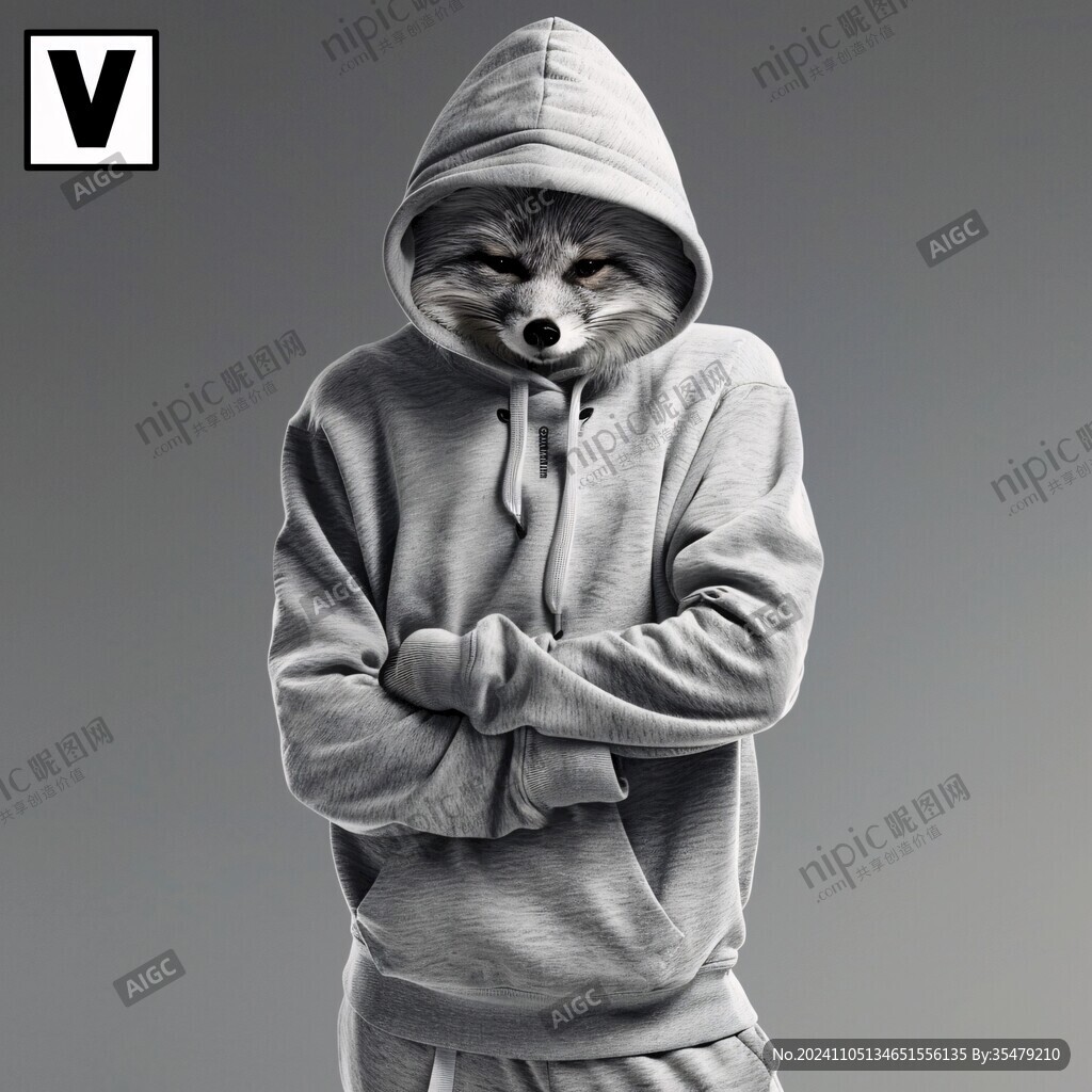 手繪創意狼狗休閑服裝