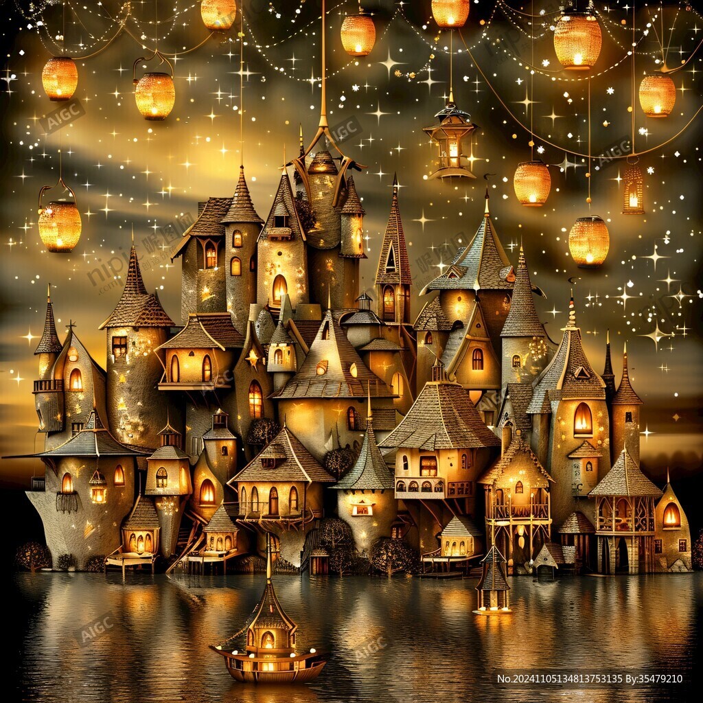 奇幻城堡夜景