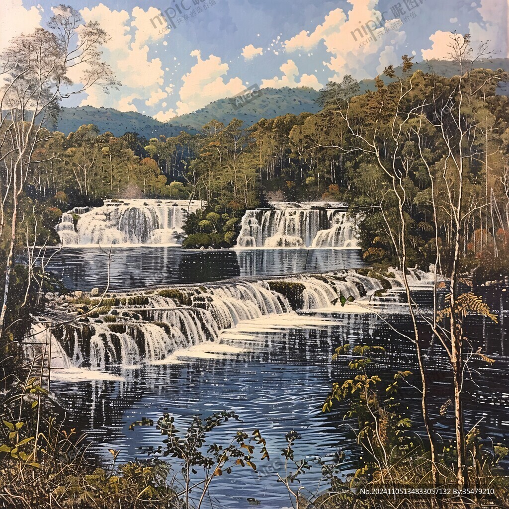黃果樹瀑布油畫