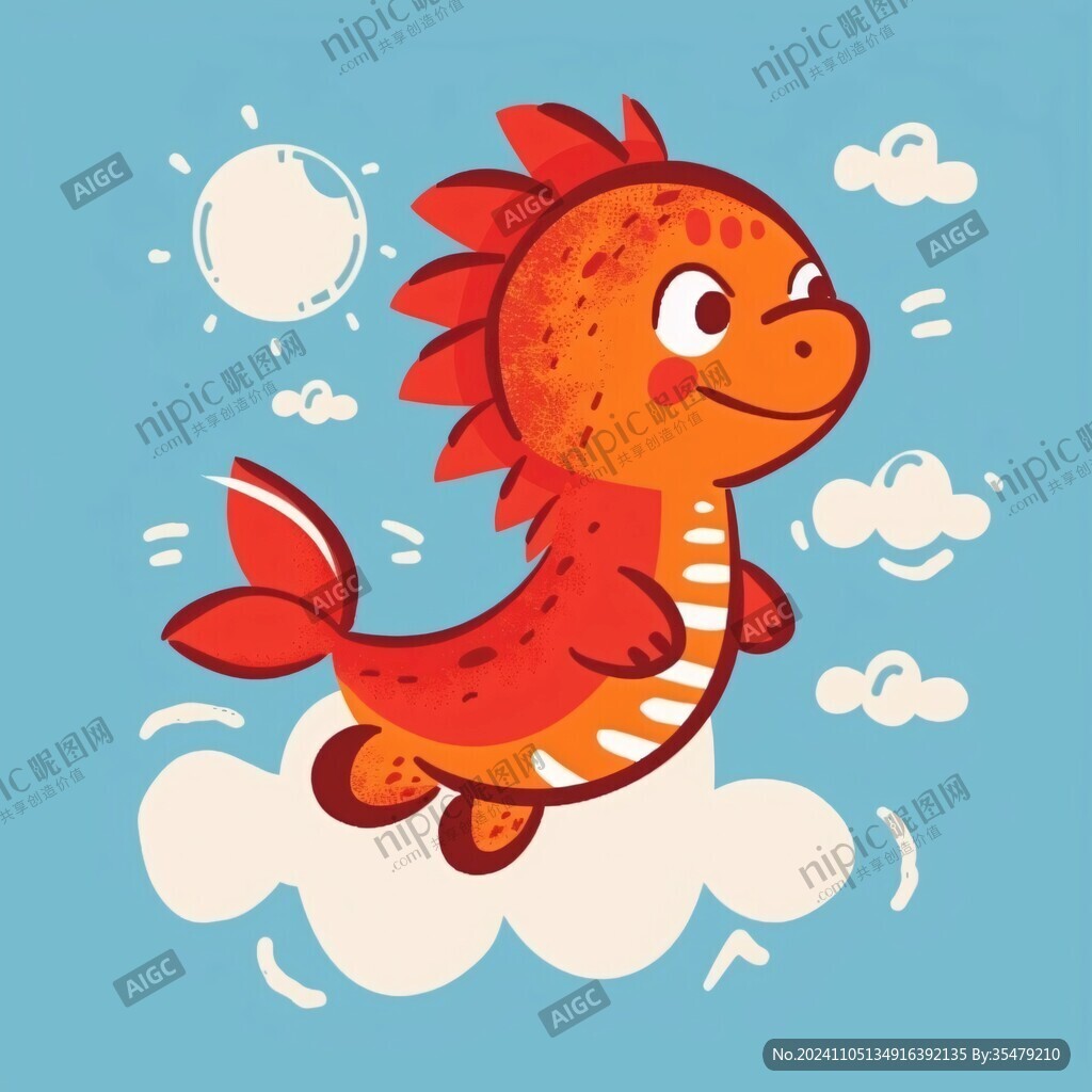 卡通小鯉魚做邀請動作