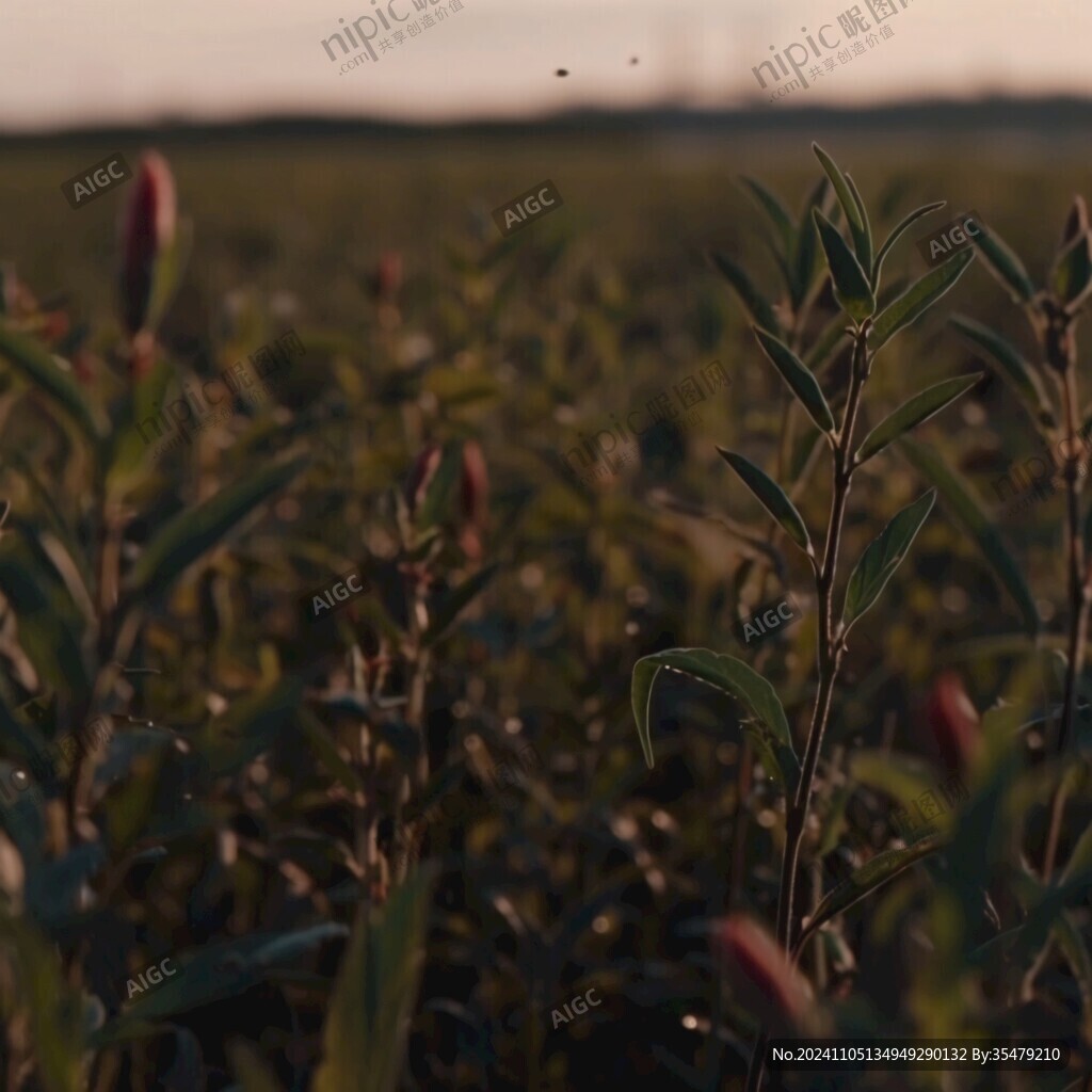 夕陽下的成片鼠尾草