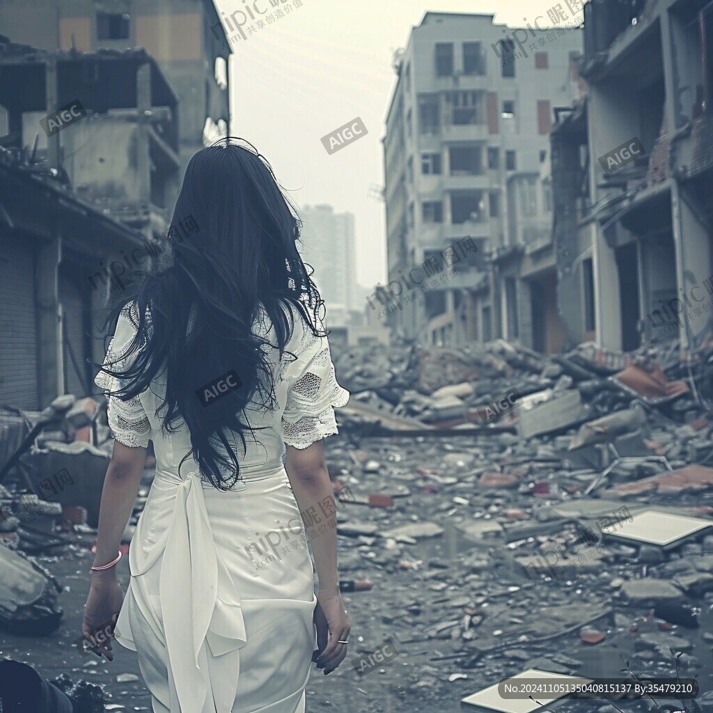 地震廢墟下的母親