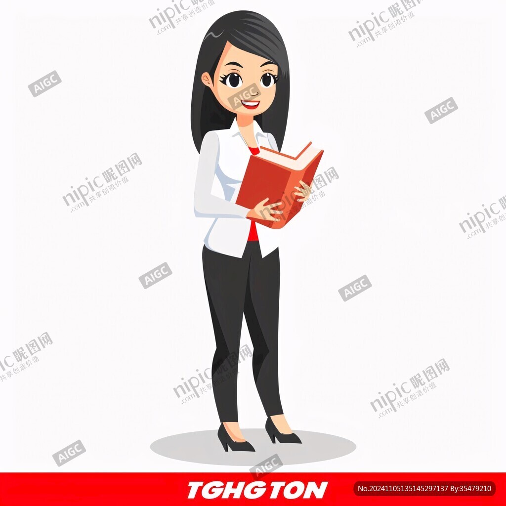 卡通女教師拿本書