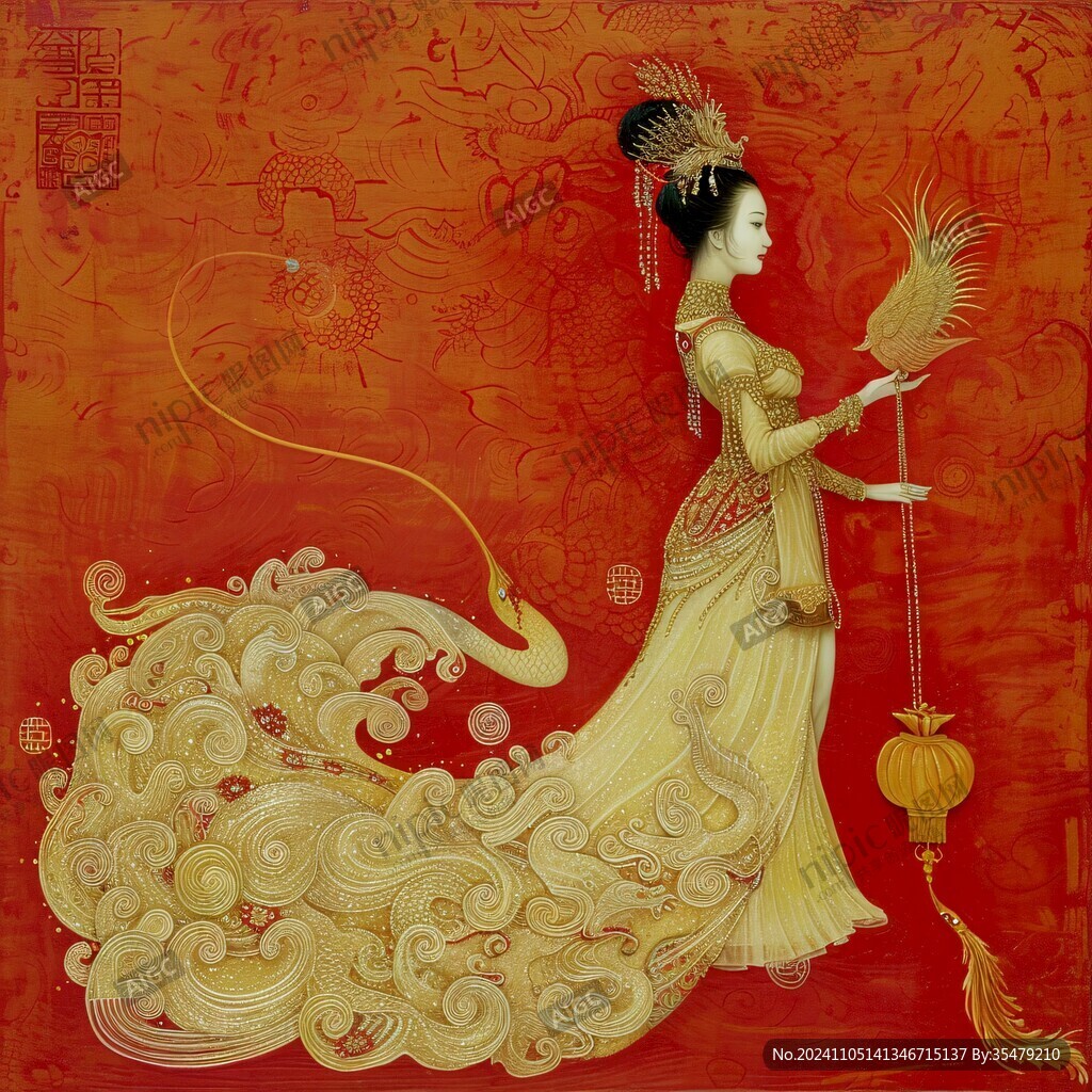 龍鳳仕女圖