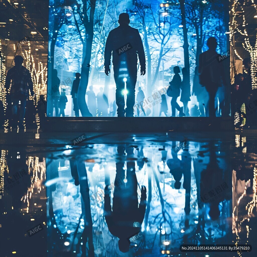 夜晚雨中行走的人