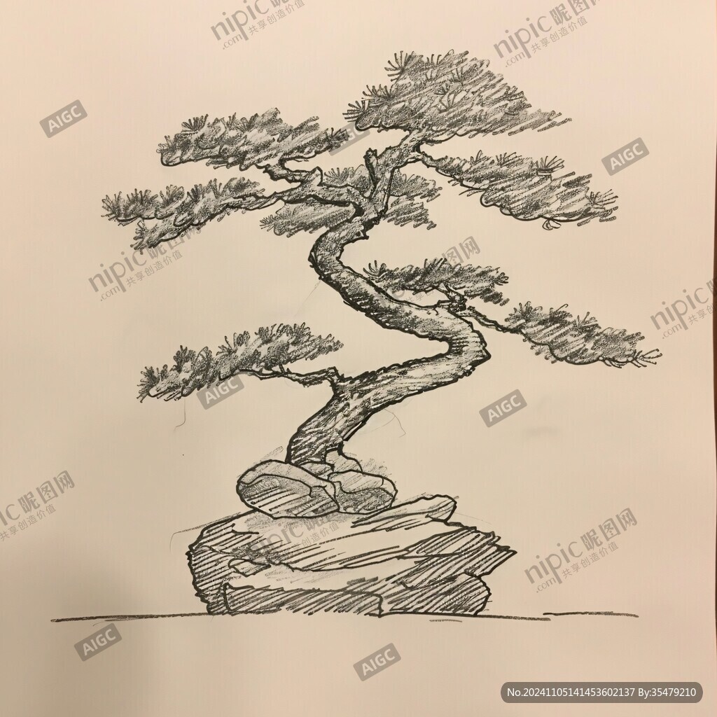 自寫種松圖
