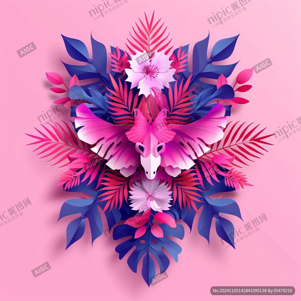 鹿與花朵組合