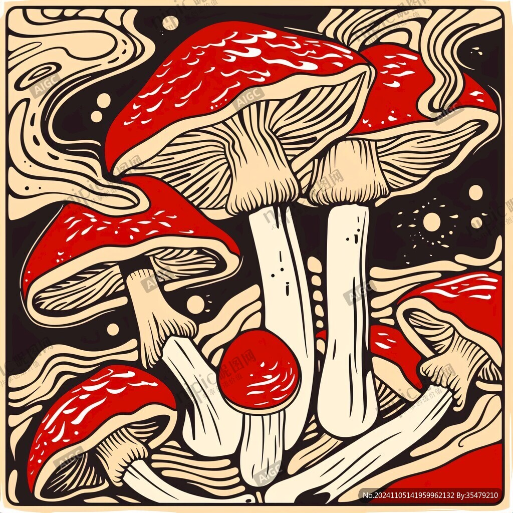 紅菇插畫手繪