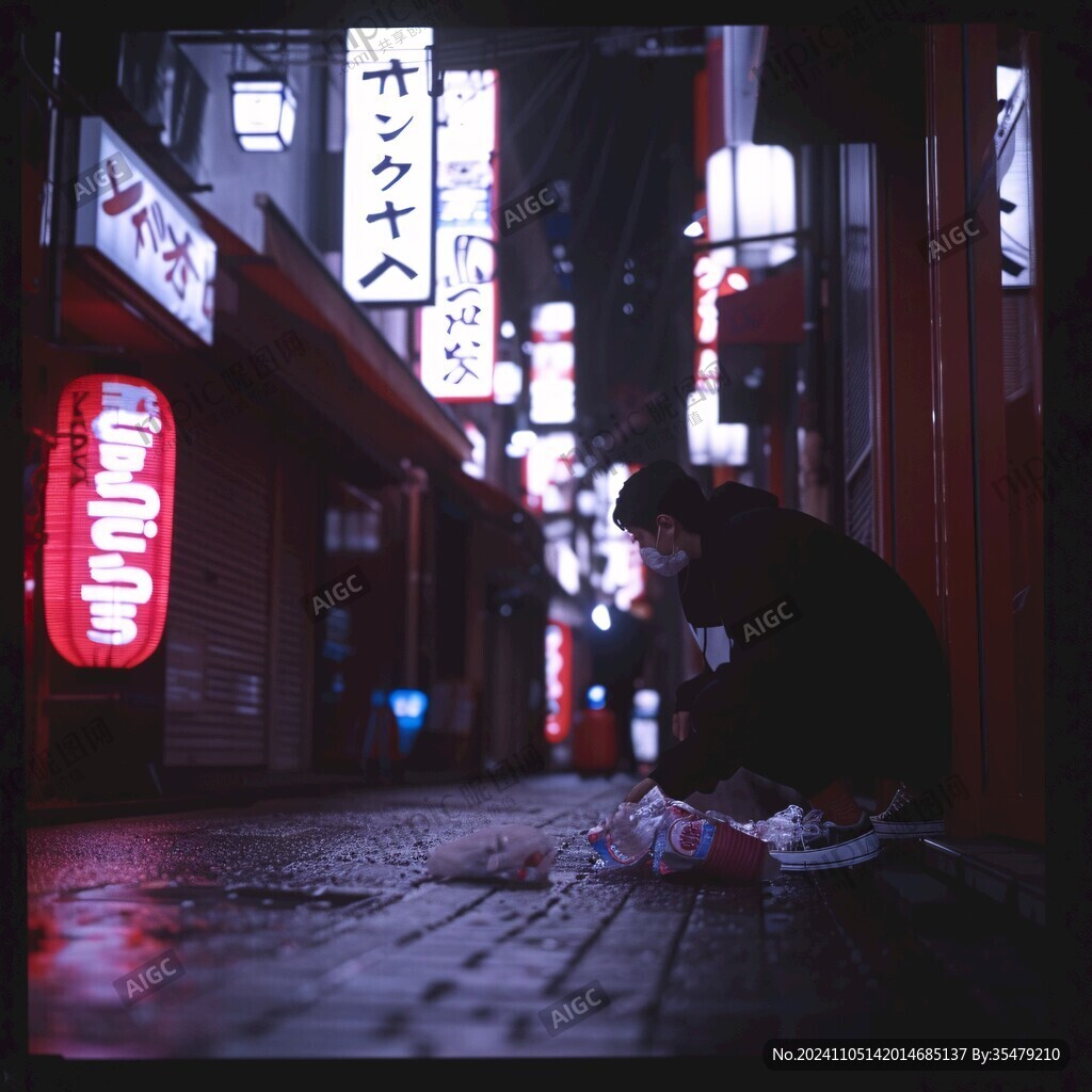 日本街頭夜景街道