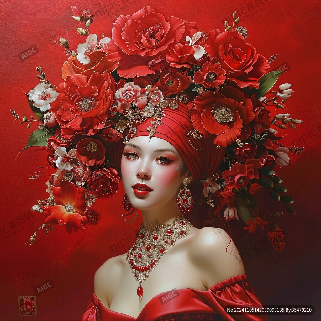 玫瑰女郎手繪插畫