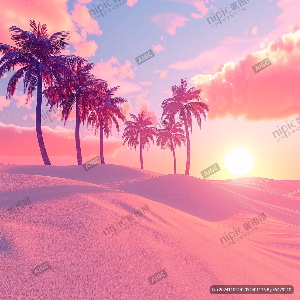 粉紅色的3d風景