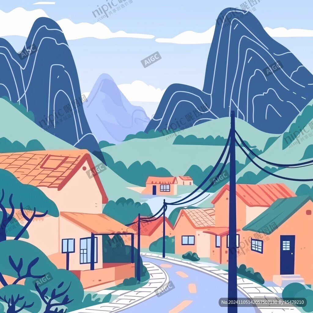山村民居插畫(huà)