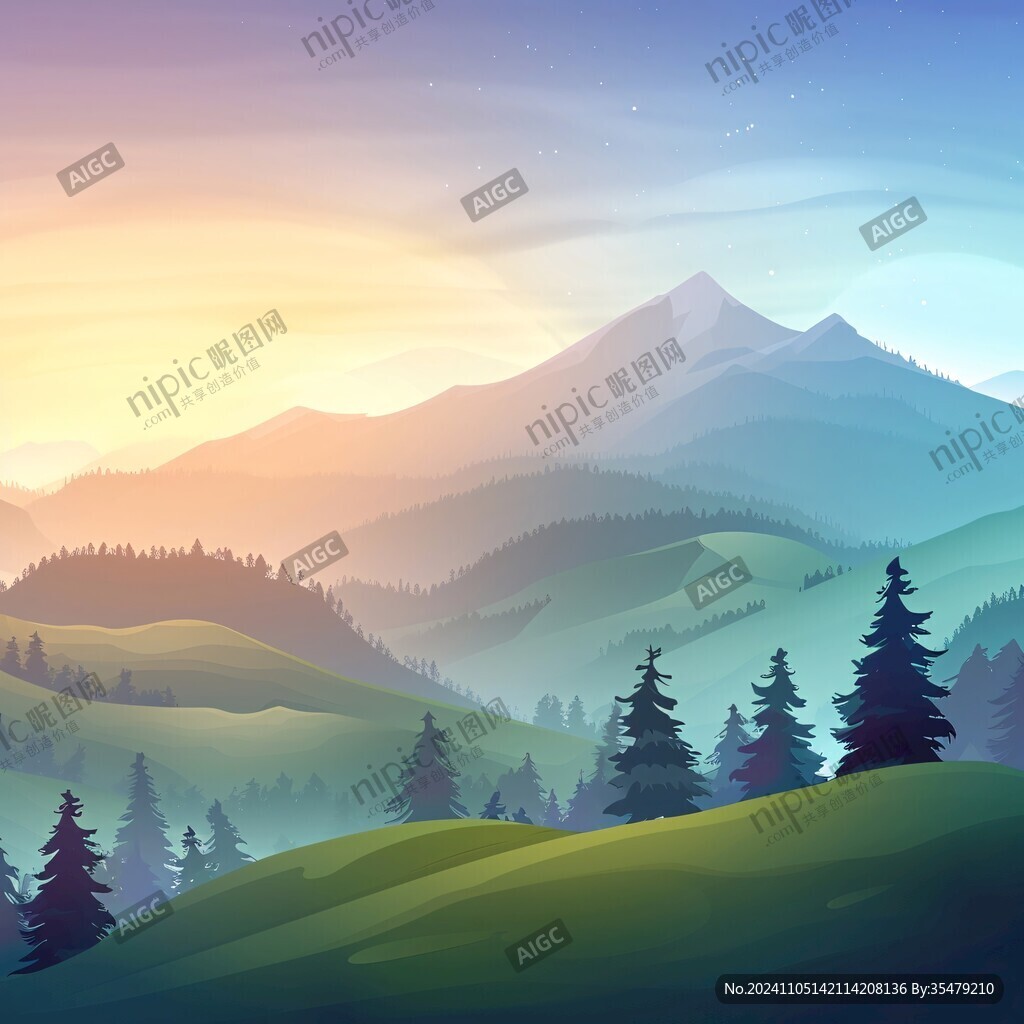 山風景插畫包裝