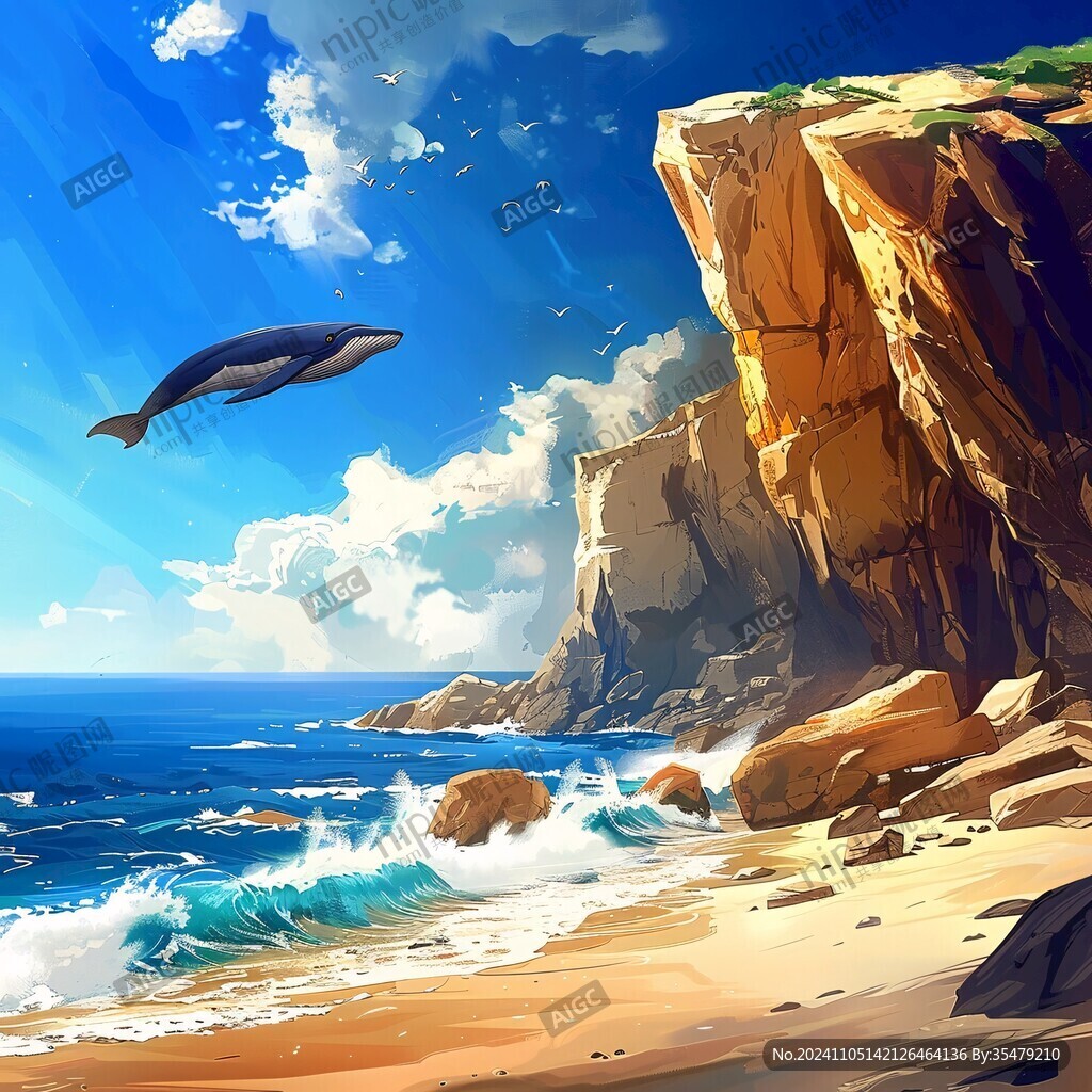 插畫海洋遼闊
