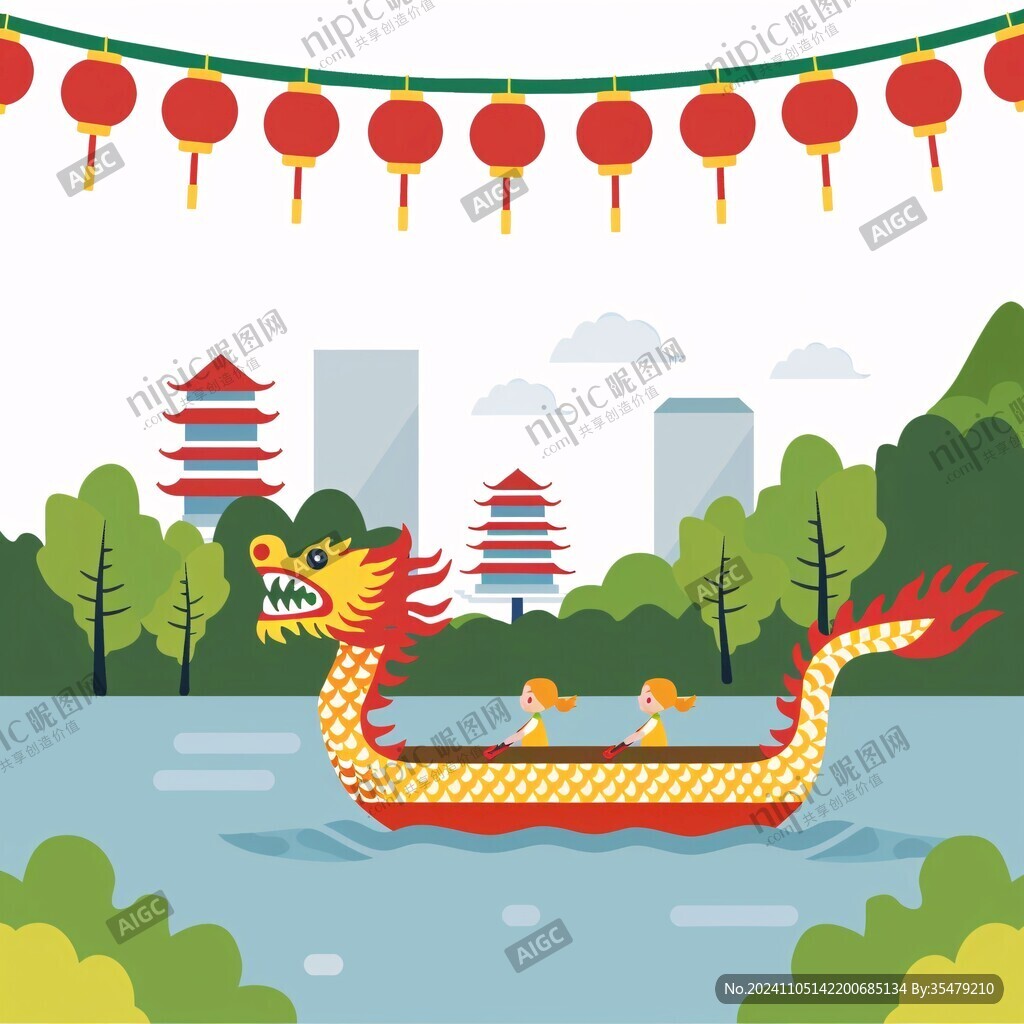 龍舟賽插畫