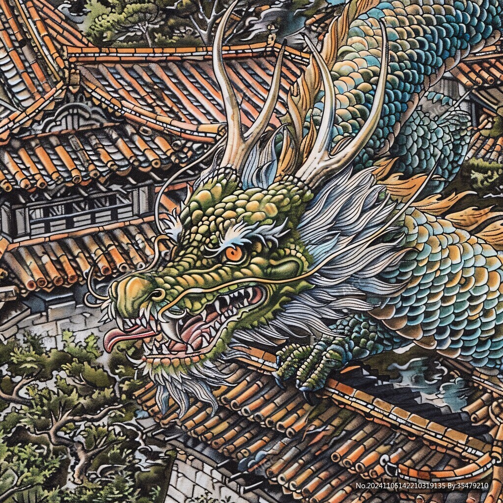 龍鳳插畫上色
