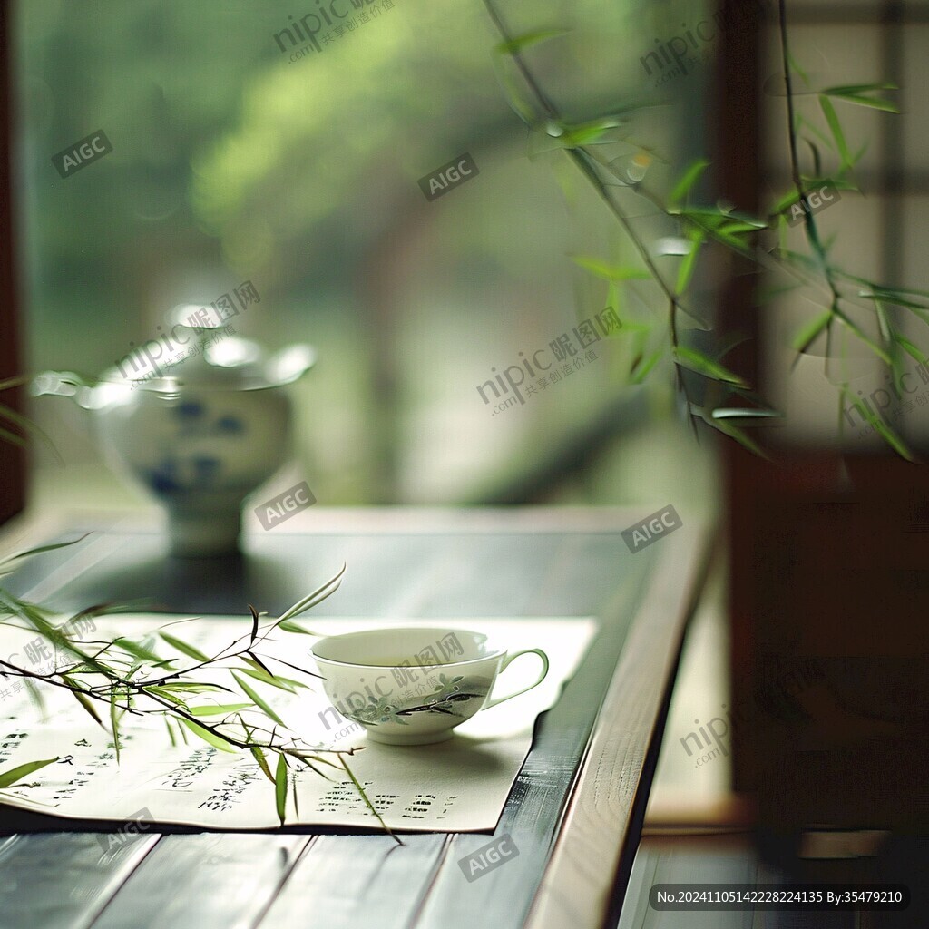 陽光下的茶具