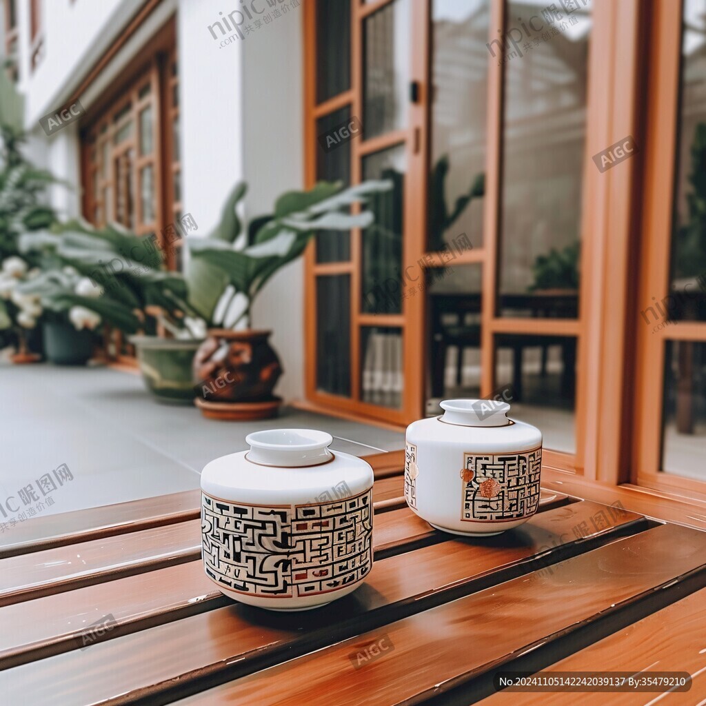 庭院圖茶葉罐