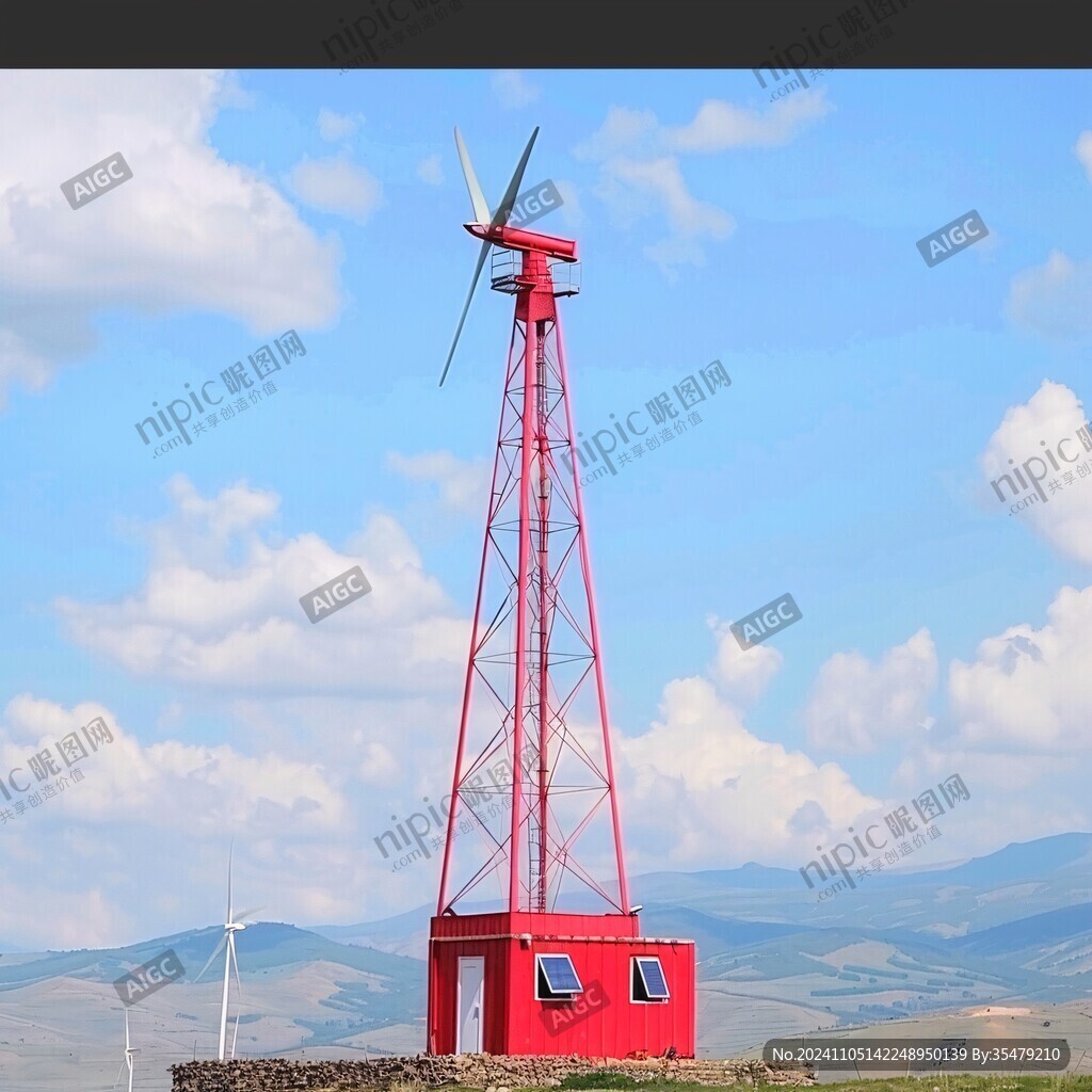 高山藍(lán)天白云風(fēng)車
