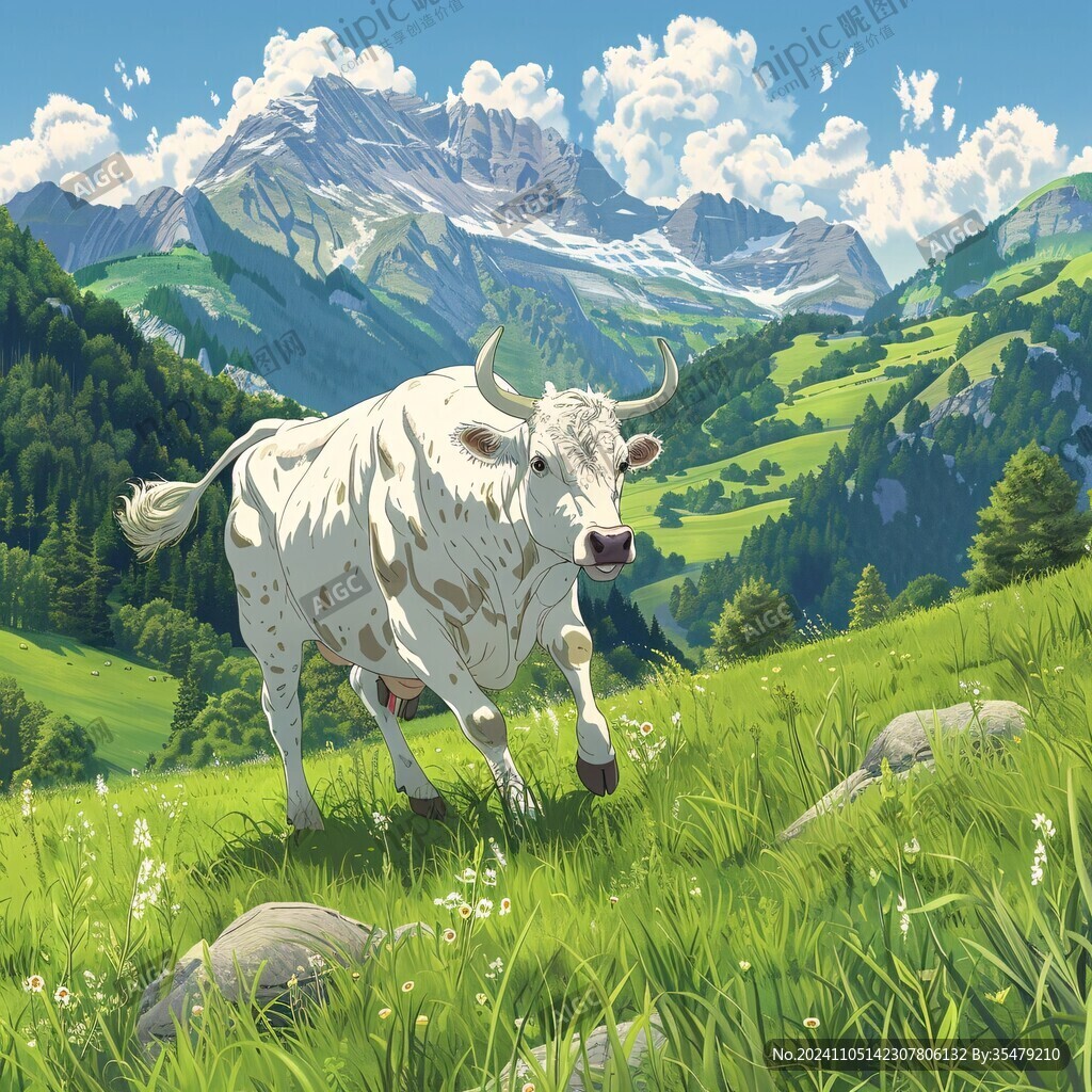 山巒草地牛