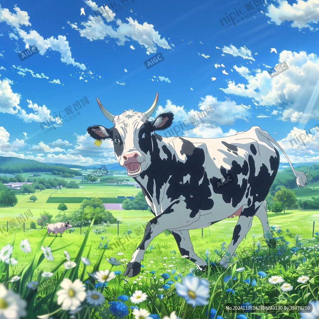 奶牛唯美插畫