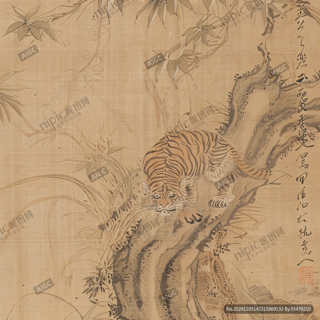 竹林虎嘯圖