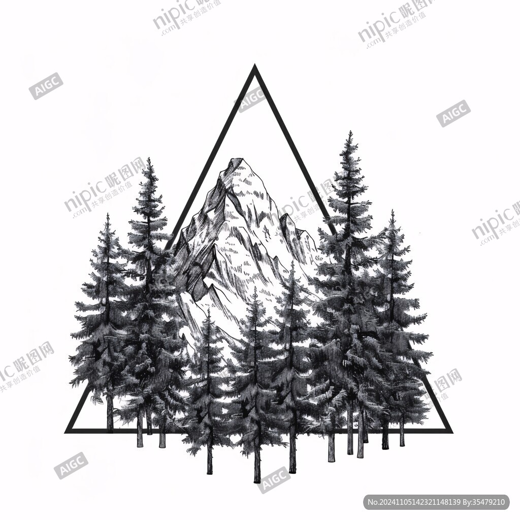 雪山插畫印花圖案
