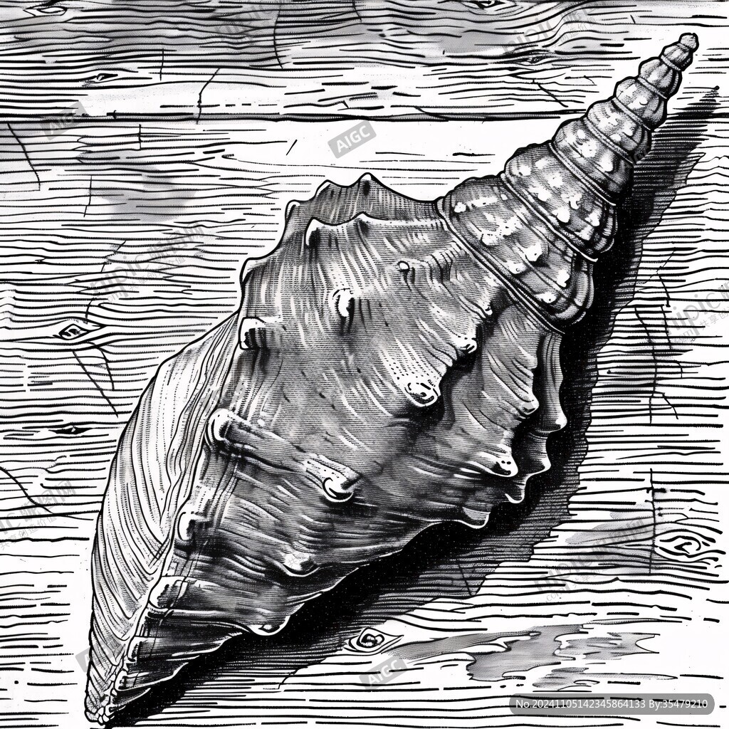 素描扇貝插畫