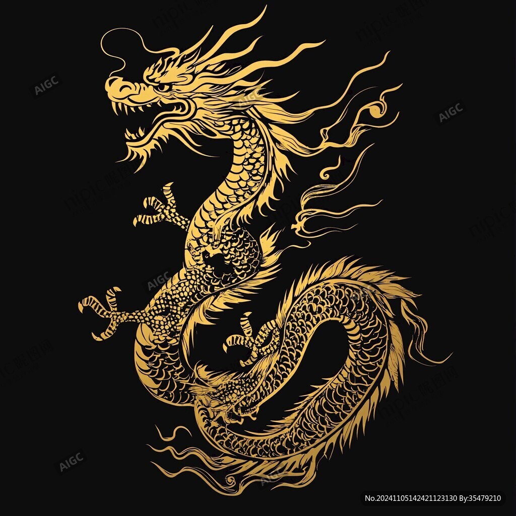 線描金龍