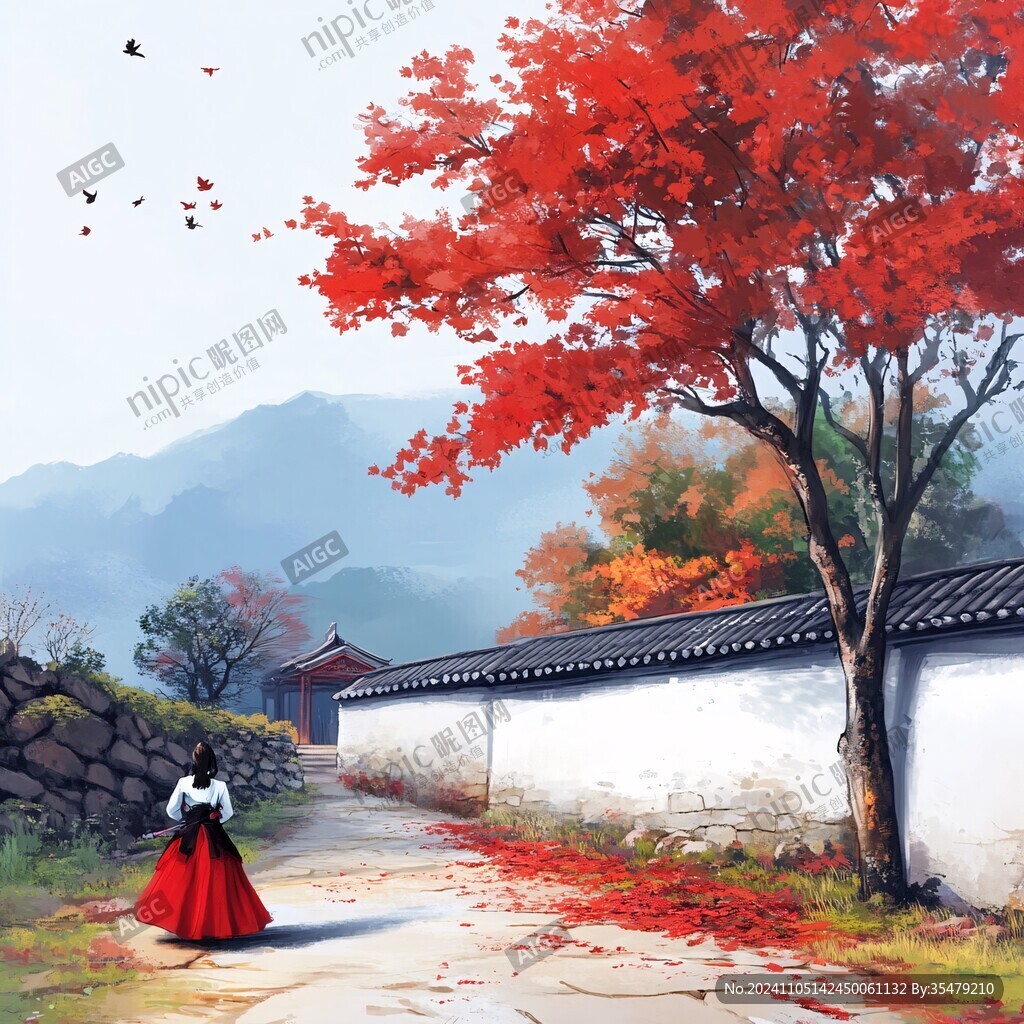 紅葉古風插畫