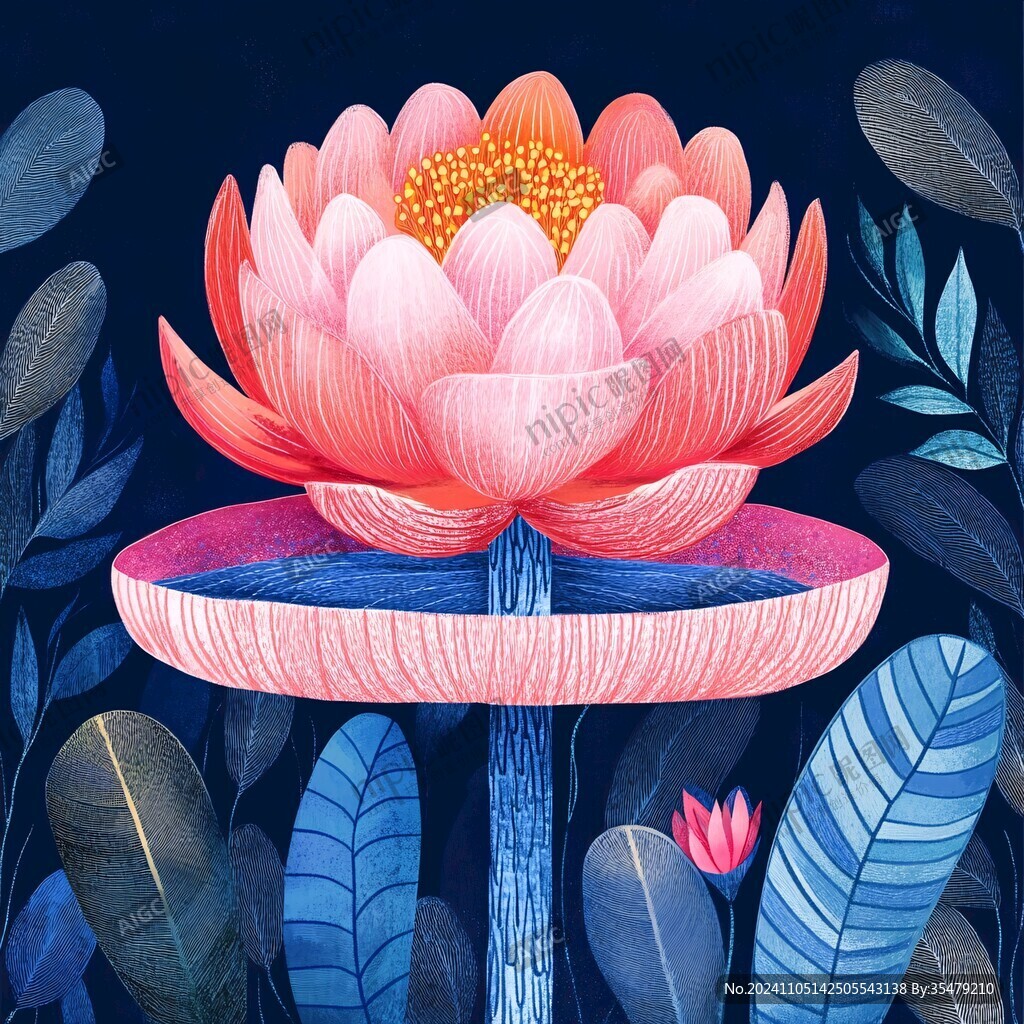 中國風國潮蓮花插畫
