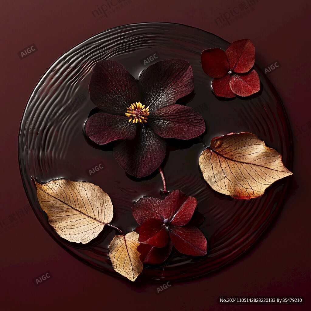 彩漆芙蓉秋葉盤
